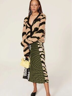 Le Superbe Electric Zebra Print Cardigan Sweater XS